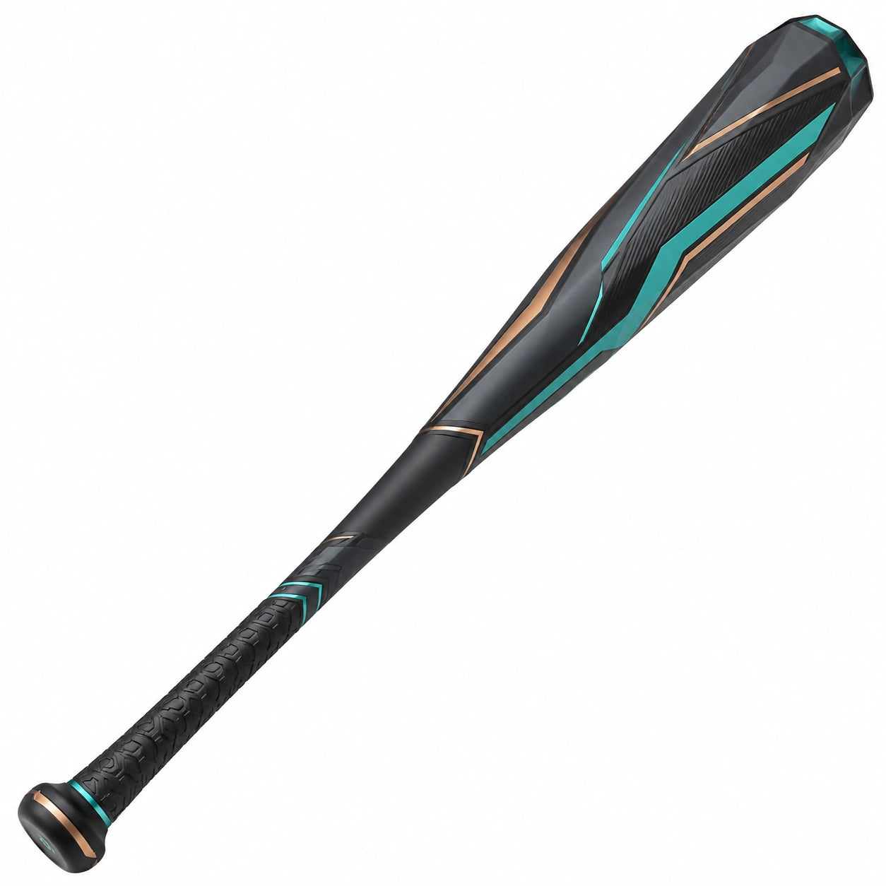 Bate de béisbol ergonómico negro y verde