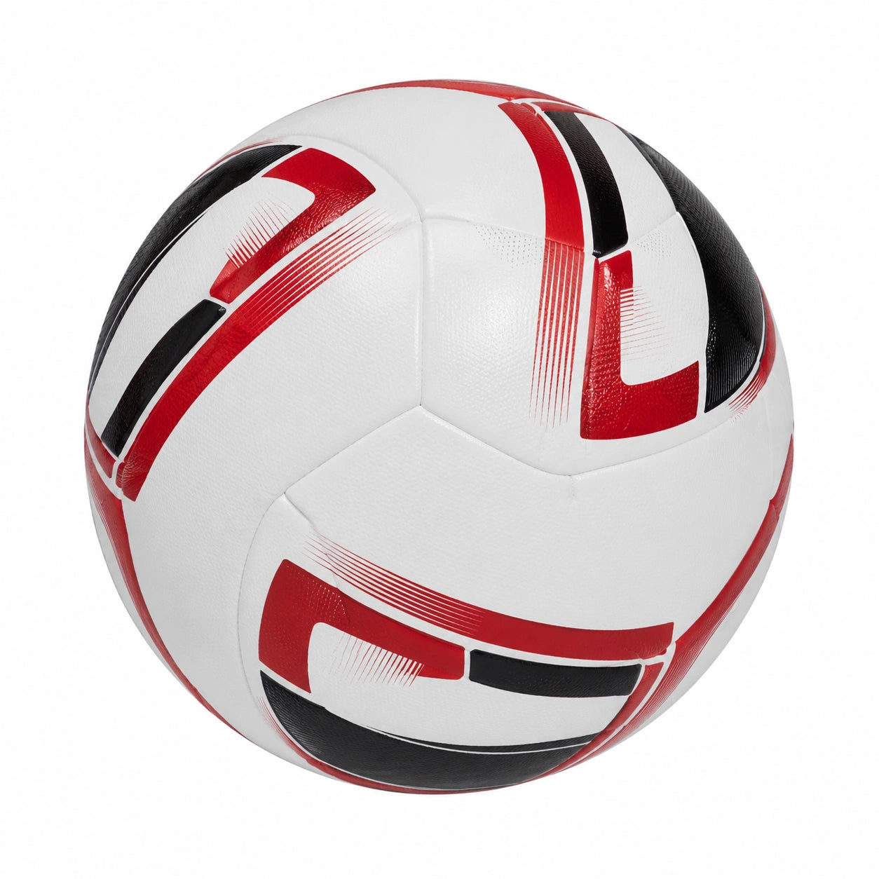 Balón de fútbol blanco, rojo y negro para entrenamientos