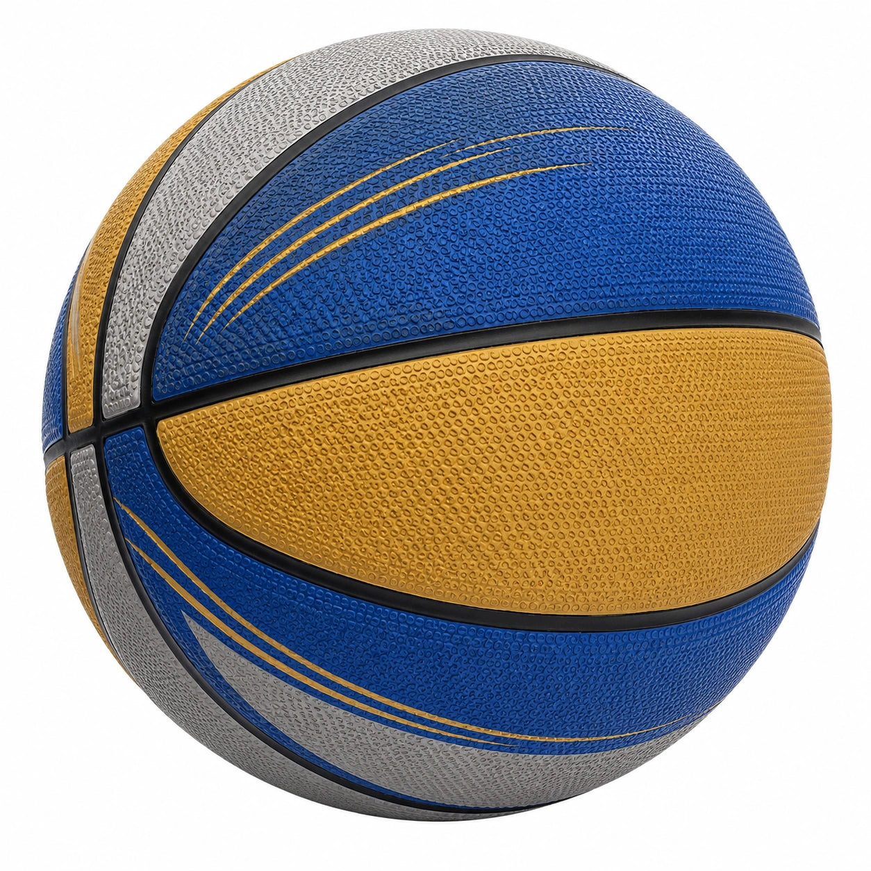 Balón de Baloncesto Multicolor Azul, Amarillo y Gris