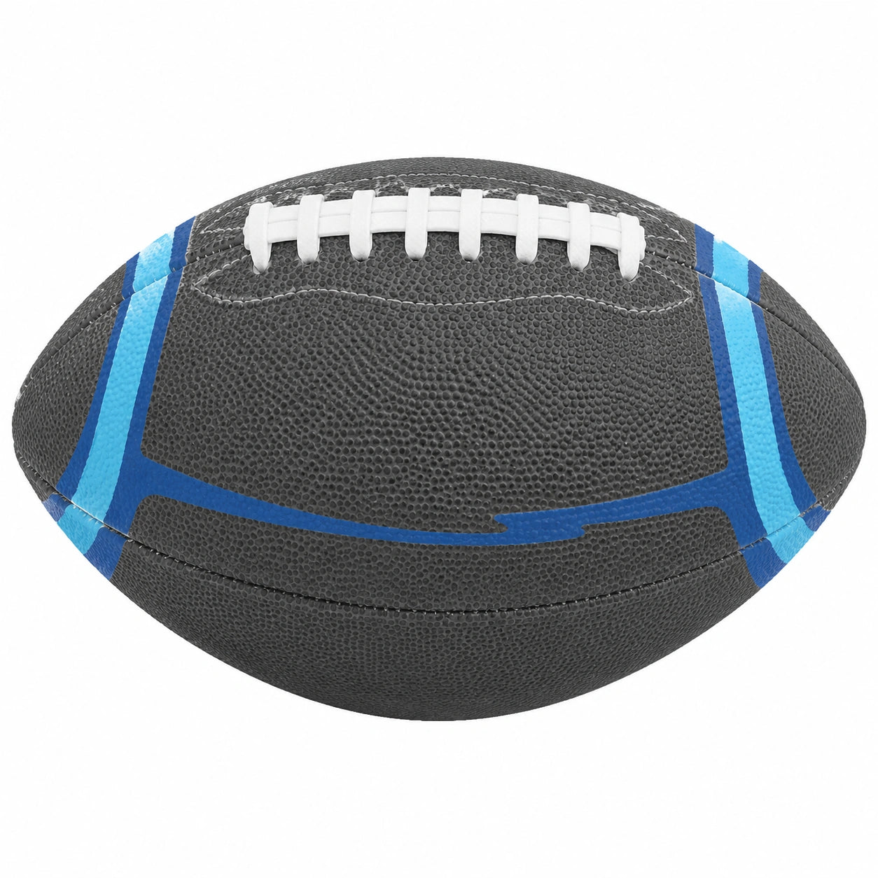 Balón de fútbol americano negro con rayas azules