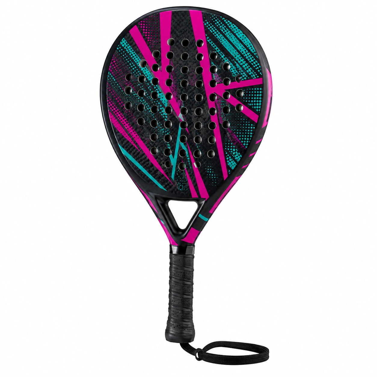 Pala de pádel perforada negro y rosa para adultos