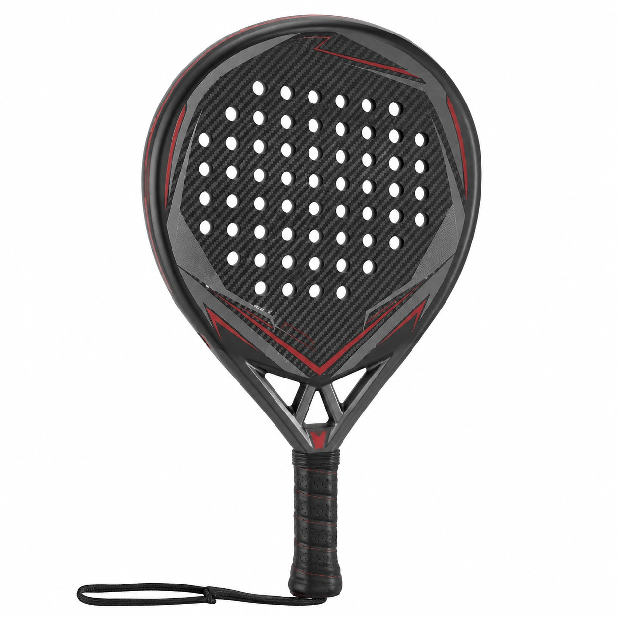 Pala de Padel Negra y Roja con Diseño de Carbono