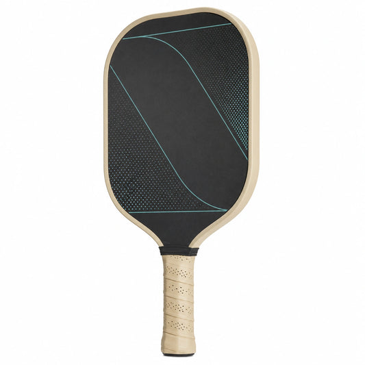 Pala de Pickleball Negra y Beige de Fibra de Vidrio