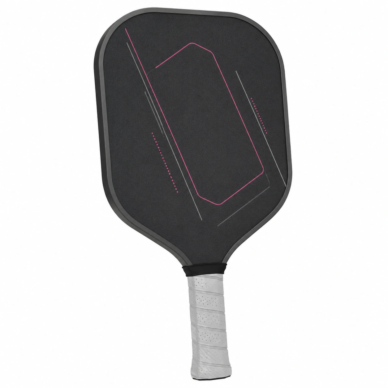 Pala de pickleball negra con detalles rosados