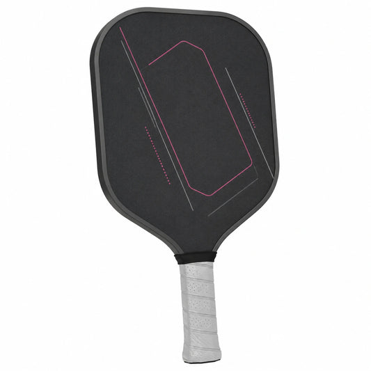 Pala de pickleball negra con detalles rosados