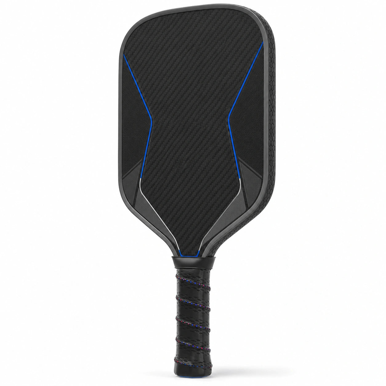Pala de Pickleball Negro con Detalles Azules
