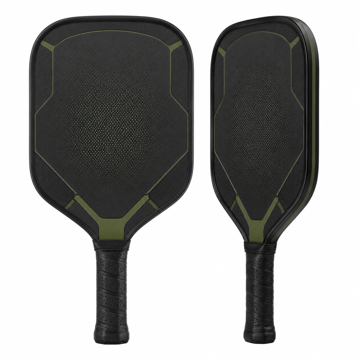 Pala de Pickleball Negro y Verde con Superficie Texturizada