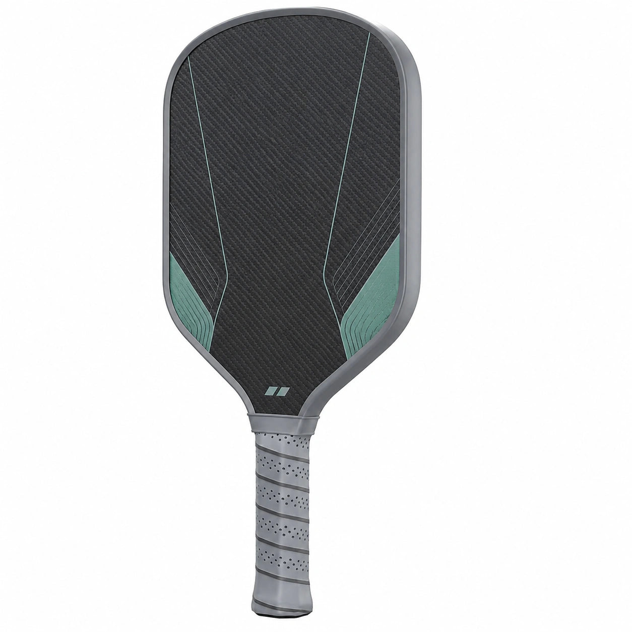 Pala de pickleball negro y verde con diseño ergonómico