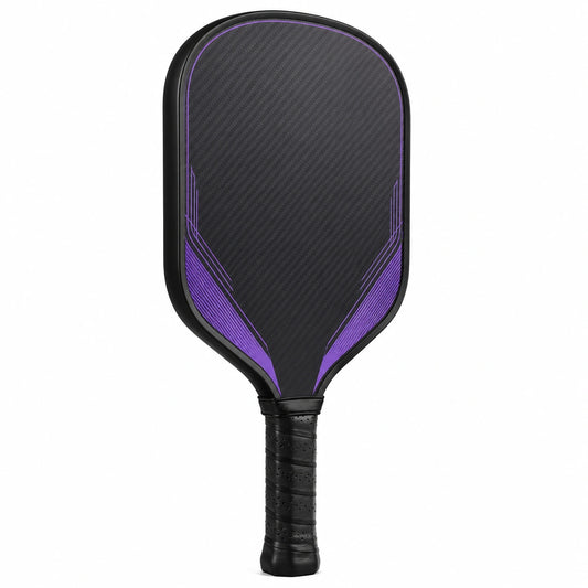 Raqueta de Pickleball Negra y Morada de Fibra de Carbono