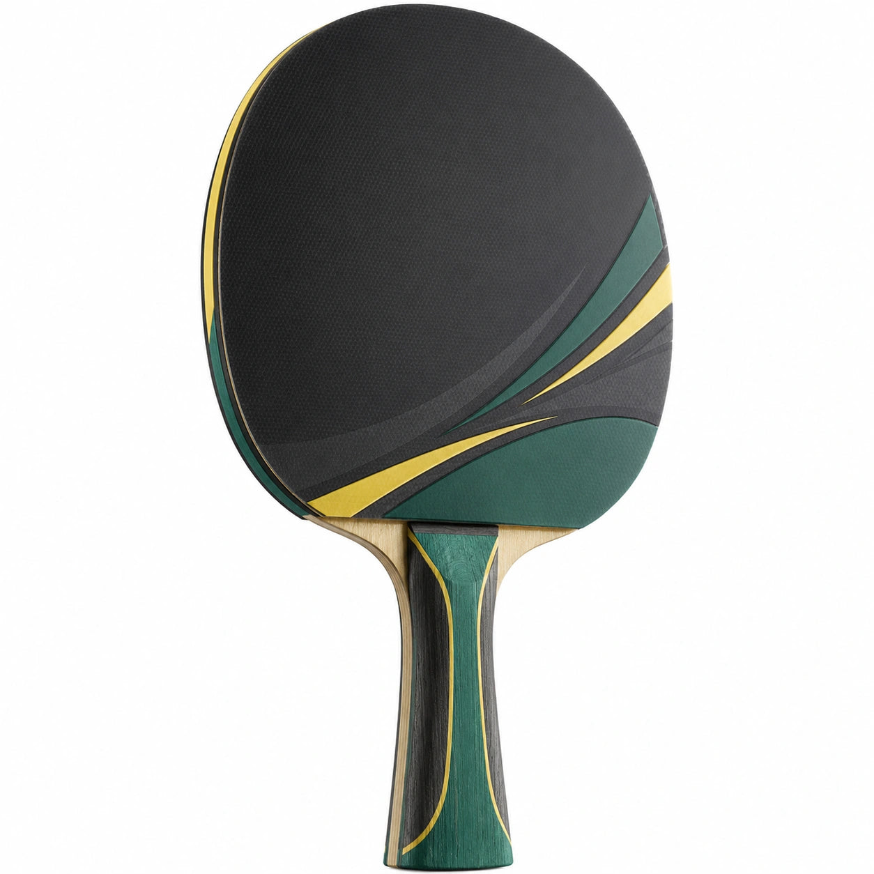 Pala de Tenis de Mesa Profesional Negra, Verde y Amarilla