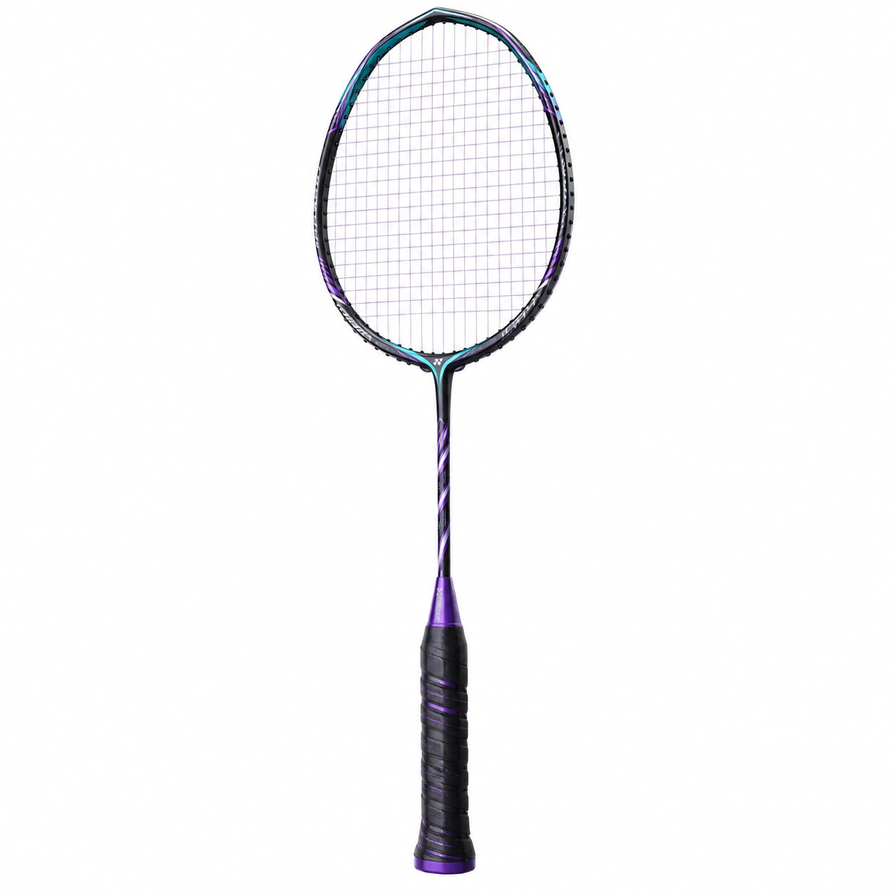 Raqueta de bádminton ligera morado/negro con estructura monopieza