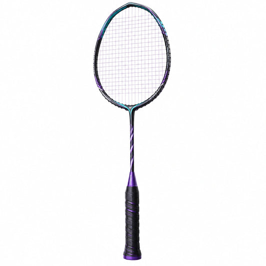 Raqueta de bádminton ligera morado/negro con estructura monopieza